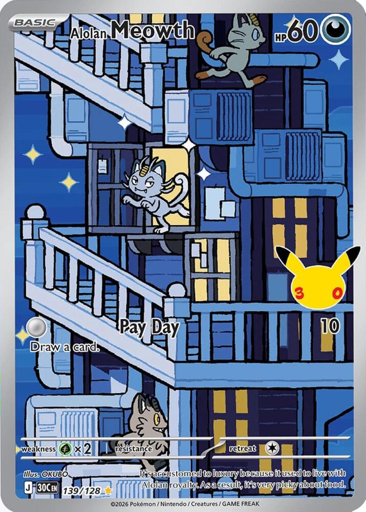 Pokémon TCG: 30th Celebration Alolan Meowth 139/128