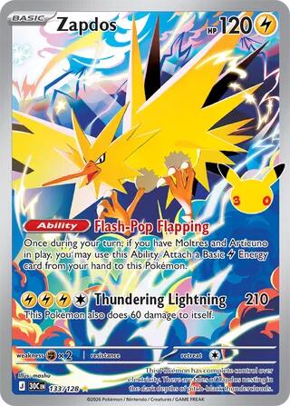 Pokémon TCG: 30th Celebration Zapdos 133/128